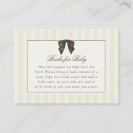 Whimsical Brown Bow Striped Books for Baby Tilläggskort