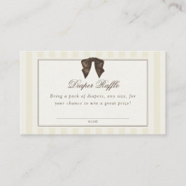 Whimsical Brown Bow Striped Diaper Raffle Tilläggskort