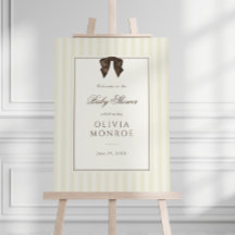 Whimsical Brun Båge Randig Baby Shower Välkommen