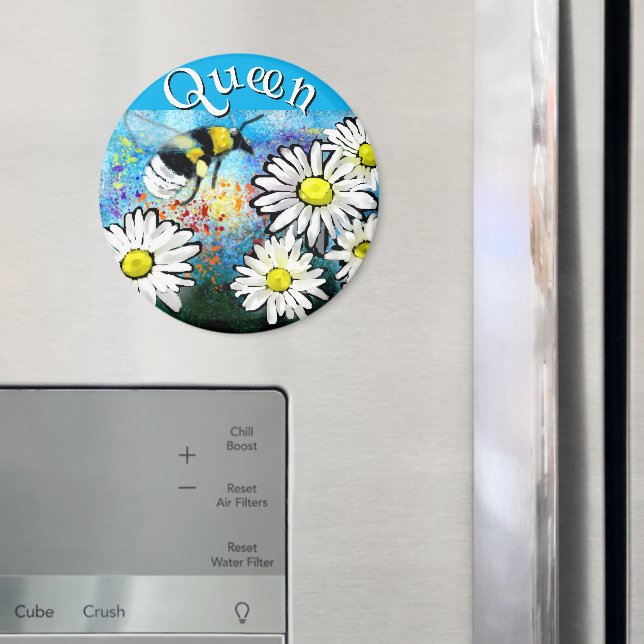 Whimsical Bumble Bee in Daisies Personalized Magnet (In Situ (Fridge))