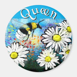 Whimsical Bumble Bee in Daisies Personalized Magnet