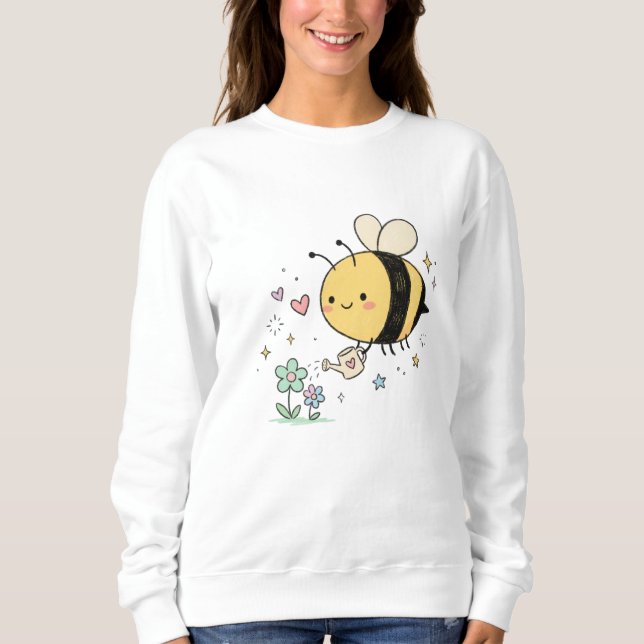  Whimsical Bumblebee Floral Art Lovers T Shirt (Framsida)