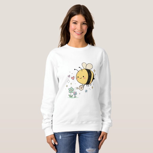  Whimsical Bumblebee Floral Art Lovers T Shirt (Hel framsida)