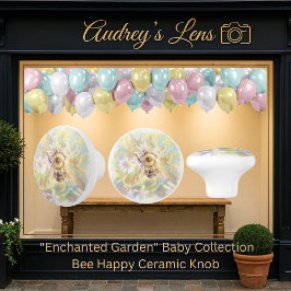 Whimsical Bumblebee & Wildflowers "Bee Happy" Knopp