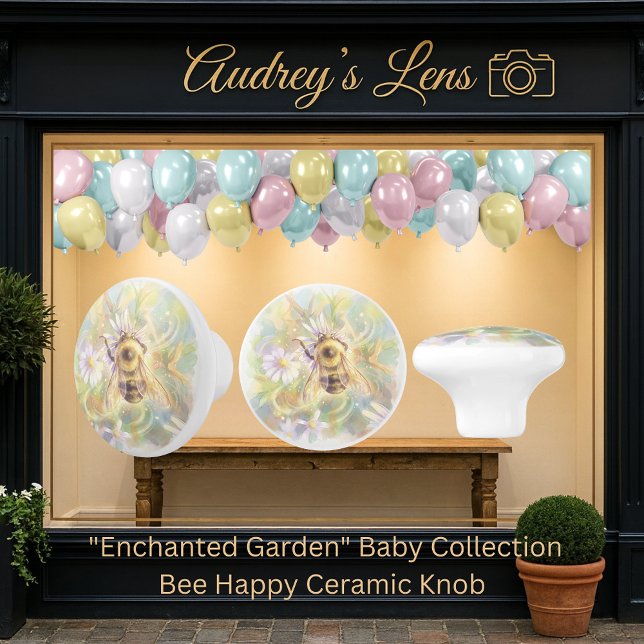 Whimsical Bumblebee & Wildflowers "Bee Happy" Knopp (Skapare uppladdad)