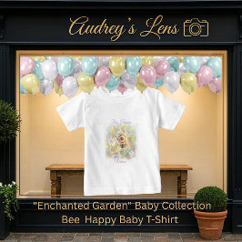 Whimsical Bumblebee & Wildflowers "Bee Happy" T Shirt