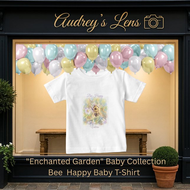 Whimsical Bumblebee & Wildflowers "Bee Happy" T Shirt (Skapare uppladdad)