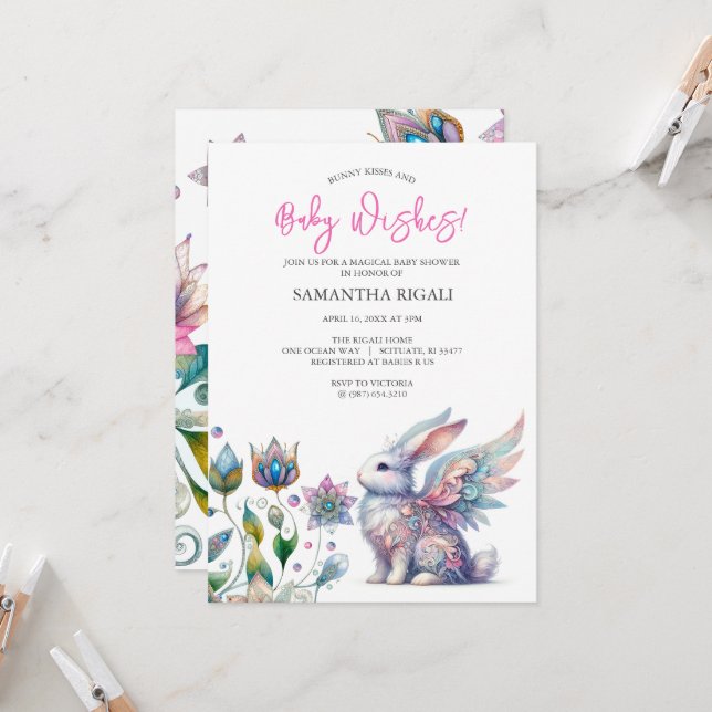Whimsical Bunny Baby Shower-inbjudningar Inbjudningar (Fram/Back In Situ)