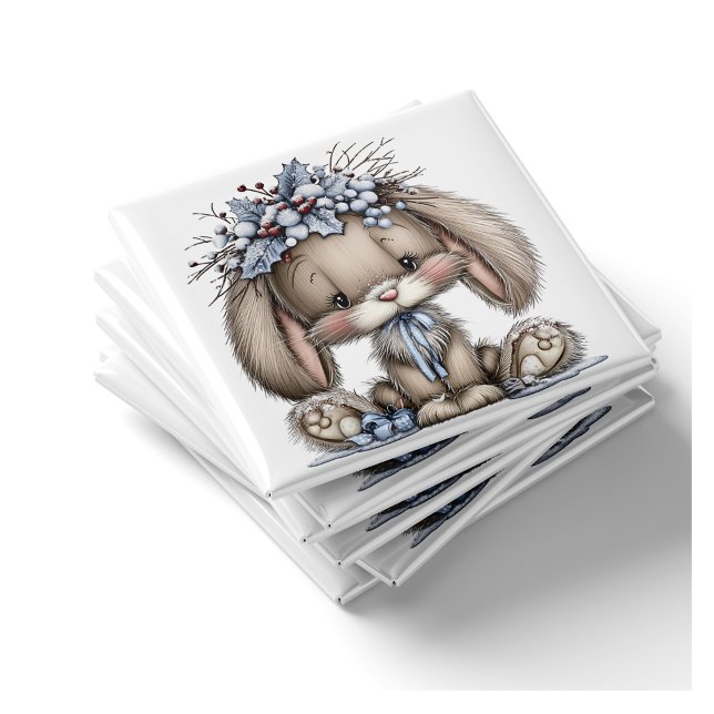 Whimsical Bunny Blå Julmagnet Magnet (Whimsical Bunny Blue Christmas Magnet by PiggyPrint Sticker. by PiggyPrint Sticker. )