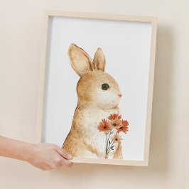 Whimsical Bunny Blommigt Woodland Nursery Decor Poster