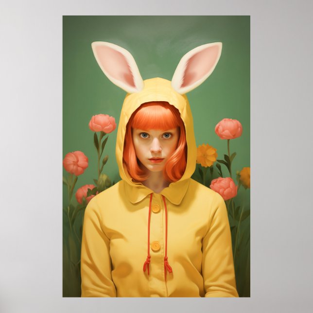 Whimsical Bunny Hooded Girl Poster (Framsidan)