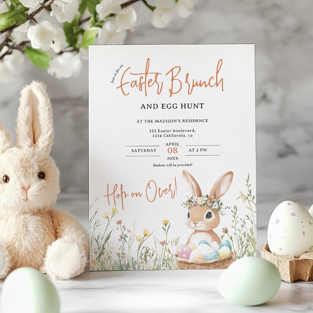 Whimsical Bunny Påsk Brunch och Egg Hunt Inbjudningar (Whimsical Bunny Easter Brunch and Egg Hunt Invitation)