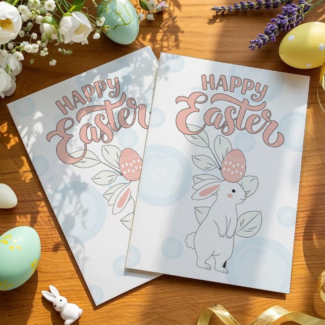 Whimsical Bunny Påsk Card | Cute Vår Hälsning Julkort (Skapare uppladdad)