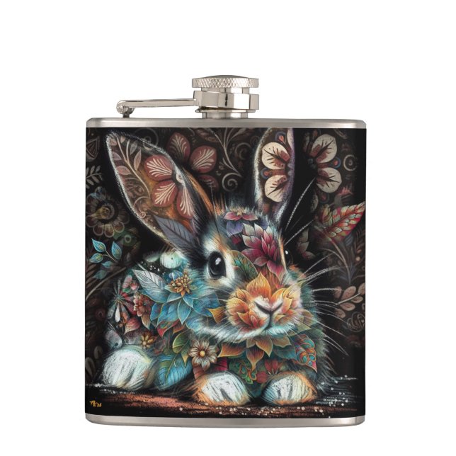 Whimsical Bunny Rabbit Blommigt Abstrakt Teal Brow Fickplunta (Framsidan)