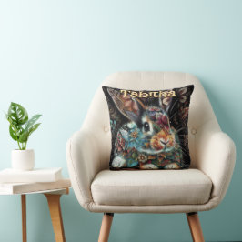 Whimsical Bunny Rabbit Blommigt Personlig Kudde