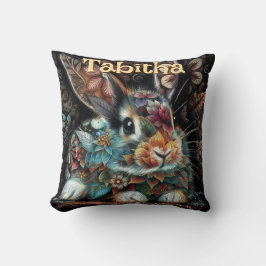 Whimsical Bunny Rabbit Blommigt Personlig Kudde