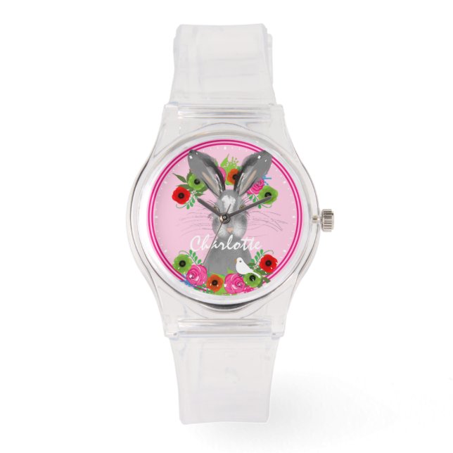 Whimsical Bunny Rabbit Cute Personlig Armbandsur (Framsida)