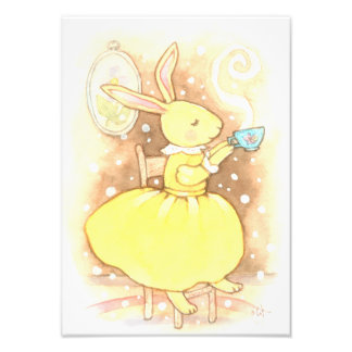 Whimsical Bunny Rabbit Kopp of Tea Illustration Fototryck
