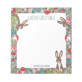 Whimsical Bunny Rabbit Mushroom Påsk Anpassningsba Anteckningsblock