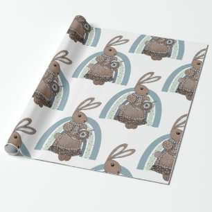 Whimsical Bunny Rabbit Tekanna Rainbow Presentpapper