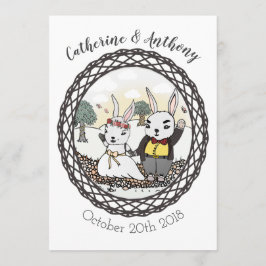 Whimsical Bunny Rabbit Wedding bjudande Inbjudningar
