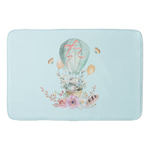 Whimsical Bunny Riding i en Luftballong Badrumsmatta