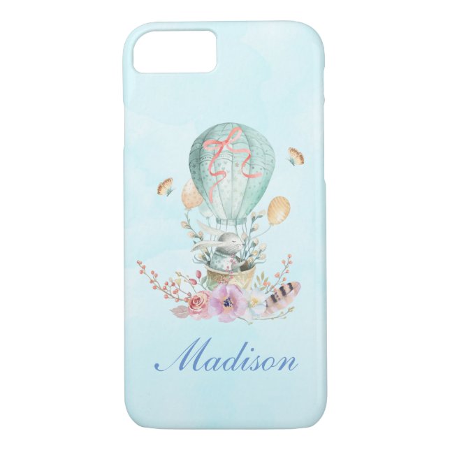 Whimsical Bunny Riding i en Luftballong Case-Mate iPhone Skal (Baksida)