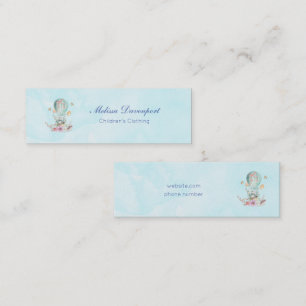 Whimsical Bunny Riding i en Luftballong Mini Visitkort