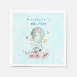 Whimsical Bunny Riding i en Luftballong Pappersservett