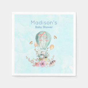 Whimsical Bunny Riding i en Luftballong Pappersservett