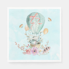 Whimsical Bunny Riding i en Luftballong Pappersservett