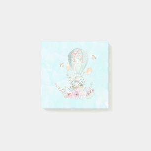 Whimsical Bunny Riding i en Luftballong Post-it Block