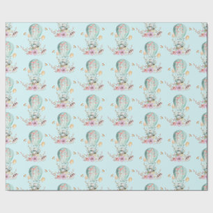 Whimsical Bunny Riding i en Luftballong Presentpapper