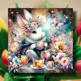 Whimsical Bunny Tea Party Delight Påsk Julkort