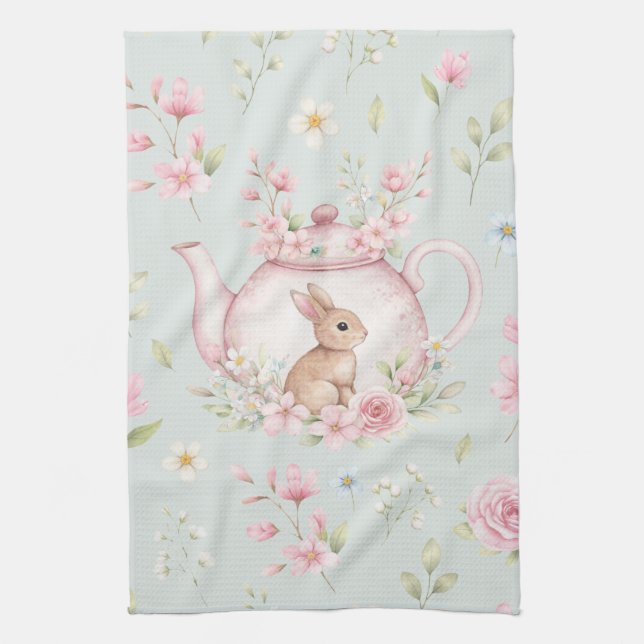 Whimsical Bunny Tekanna Floral Spring  Kökshandduk (Vertikal)