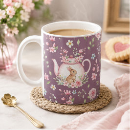 Whimsical Bunny Tekanna Floral Vår Kaffemugg