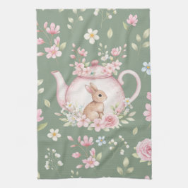 Whimsical Bunny Tekanna Floral Vår Kökshandduk