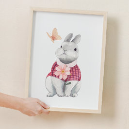 Whimsical Bunny Woodland Nursery Decor Poster