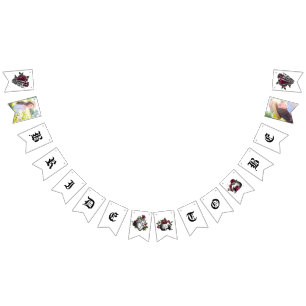 Whimsical Burgundy Blommig Gotisk Bröllopsdusch Vimplar