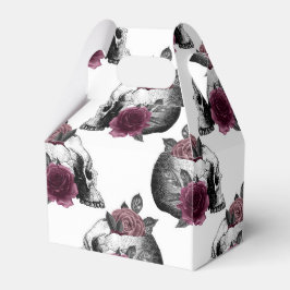 Whimsical Burgundy Blommiga Döskallar Gotisk Bröll Presentaskar