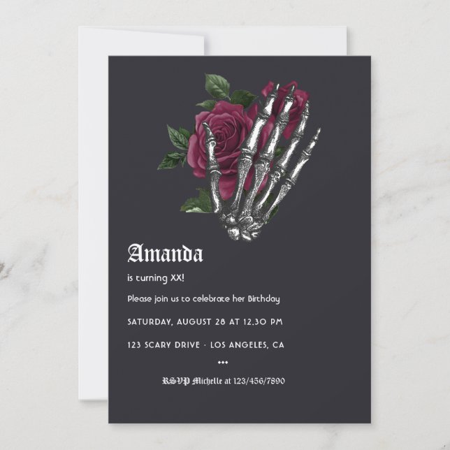 Whimsical Burgundy Halloween Födelsedagsfest Inbjudningar (Framsida)