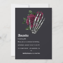 Whimsical Burgundy Halloween Födelsedagsfest Inbjudningar