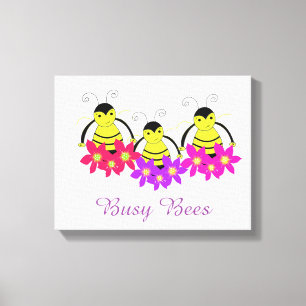Whimsical Busy Bees Canvastryck