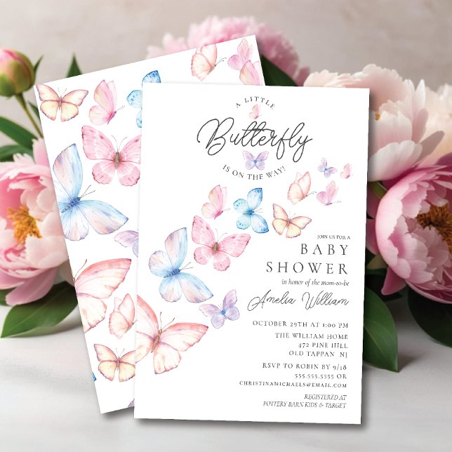 Whimsical Butterflies Baby Shower-inbjudan Inbjudningar (Skapare uppladdad)