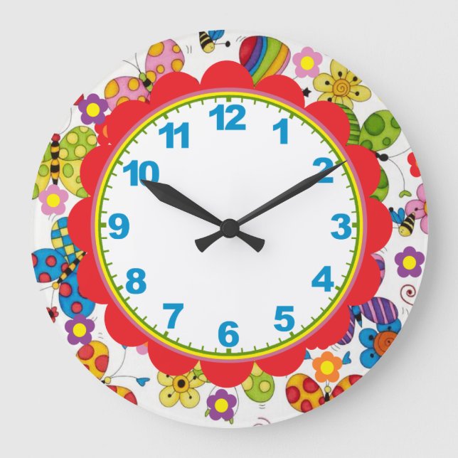 Whimsical Butterflies Children's Clock w/Numbers Stor Klocka (Framsida)