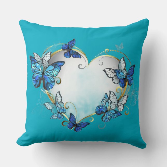 Whimsical Butterflies Heart Pillow Kudde (Framsida)