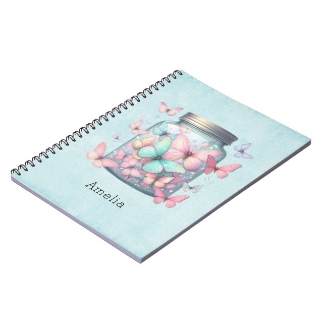Whimsical Butterflies in a Jar Anteckningsbok (Vänstra Sidan)