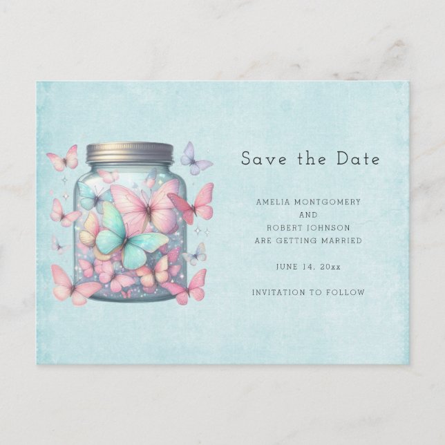 Whimsical Butterflies in a Jar Meddelande Vykort (Framsida)