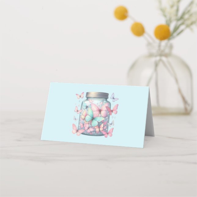 Whimsical Butterflies in a Jar Placeringskort (Framsida)