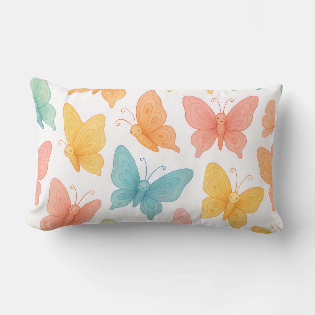 "Whimsical Butterflies" Kuddvar Lumbarkudde (Framsida)